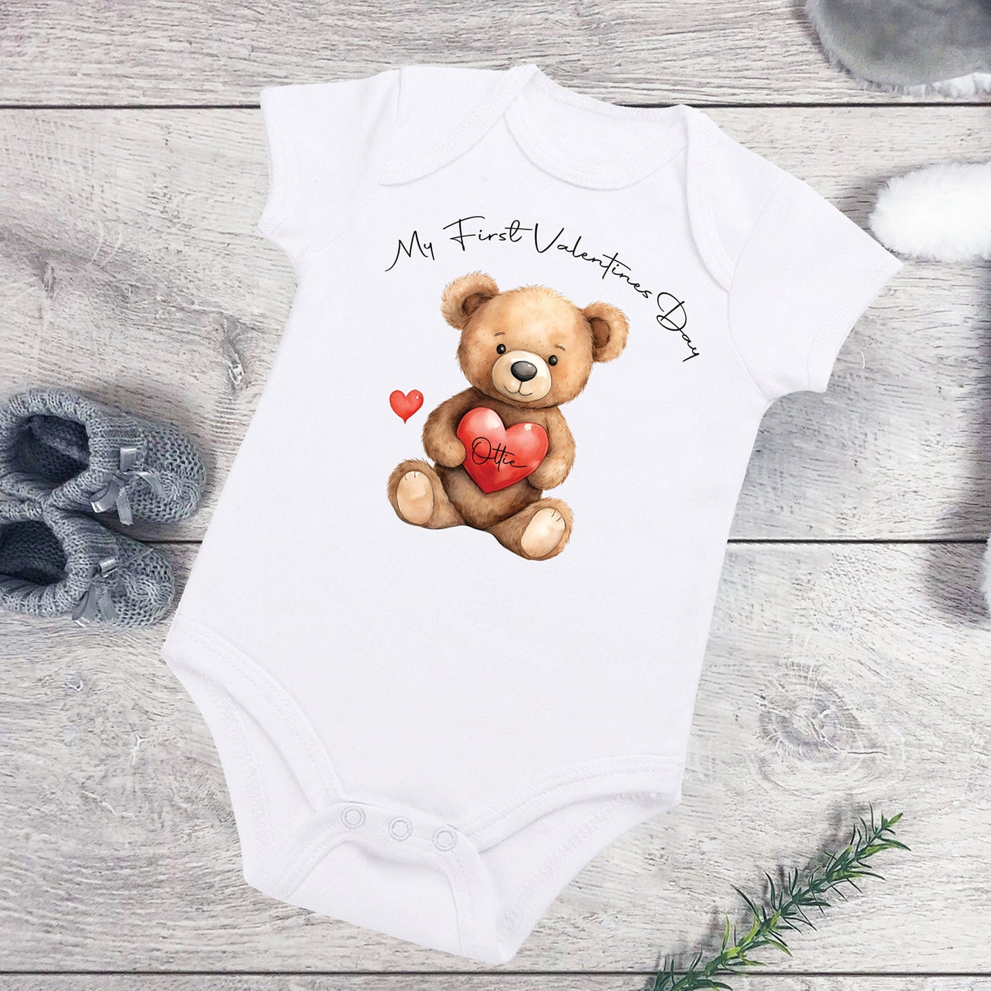 Valentines Personalised Baby Vest - Name in Heart