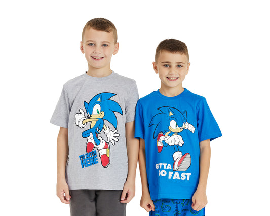 Boys Sonic Short Sleeved T Shirts - 2 PACK