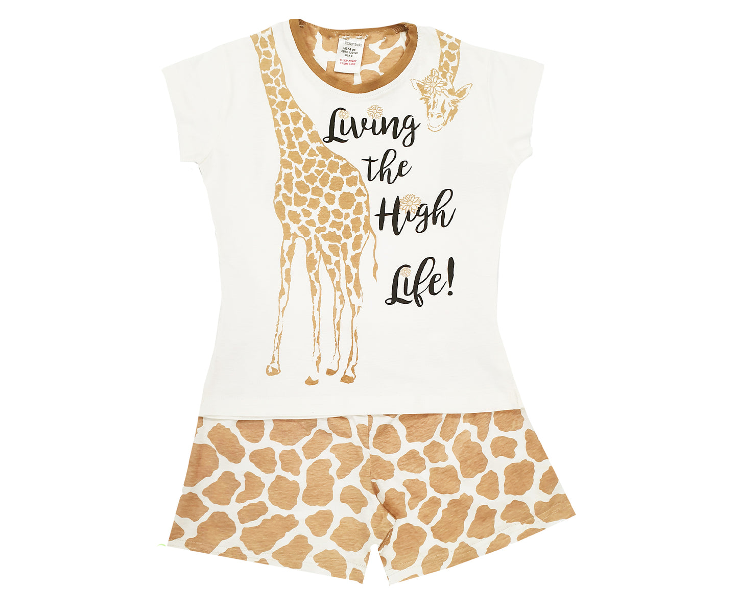 Girls Giraffe Short Pyjamas