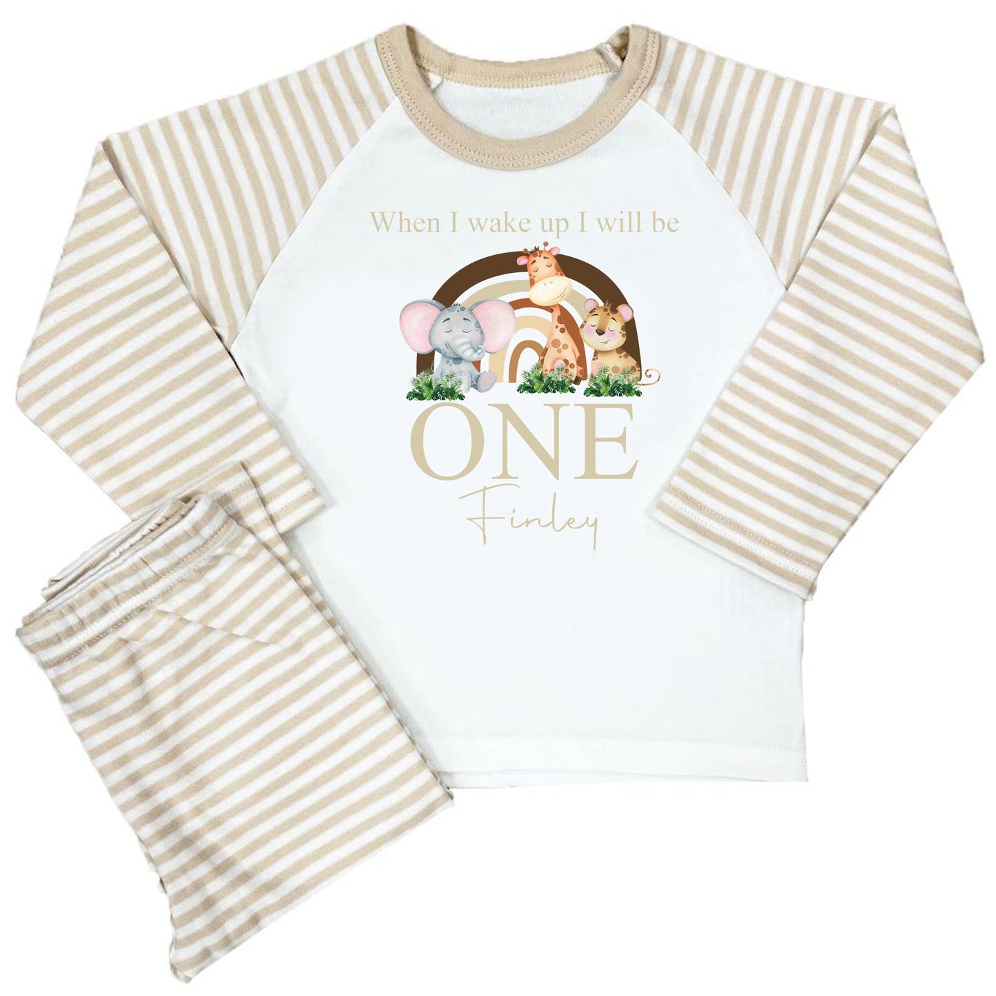 Personalised Safari Rainbow Birthday Pyjamas