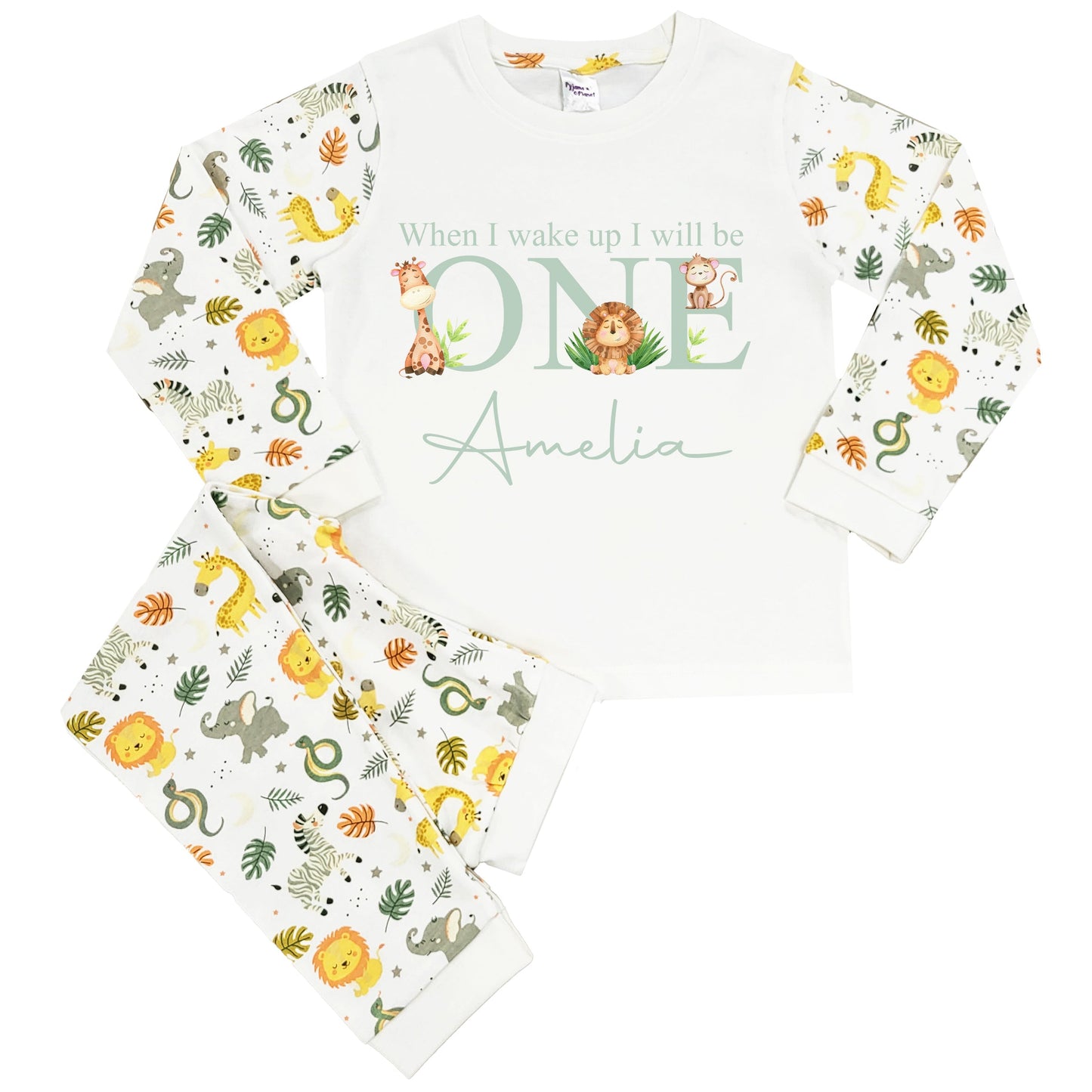 Personalised Jungle When I Wake Up Pyjamas - Jungle Sage Safari