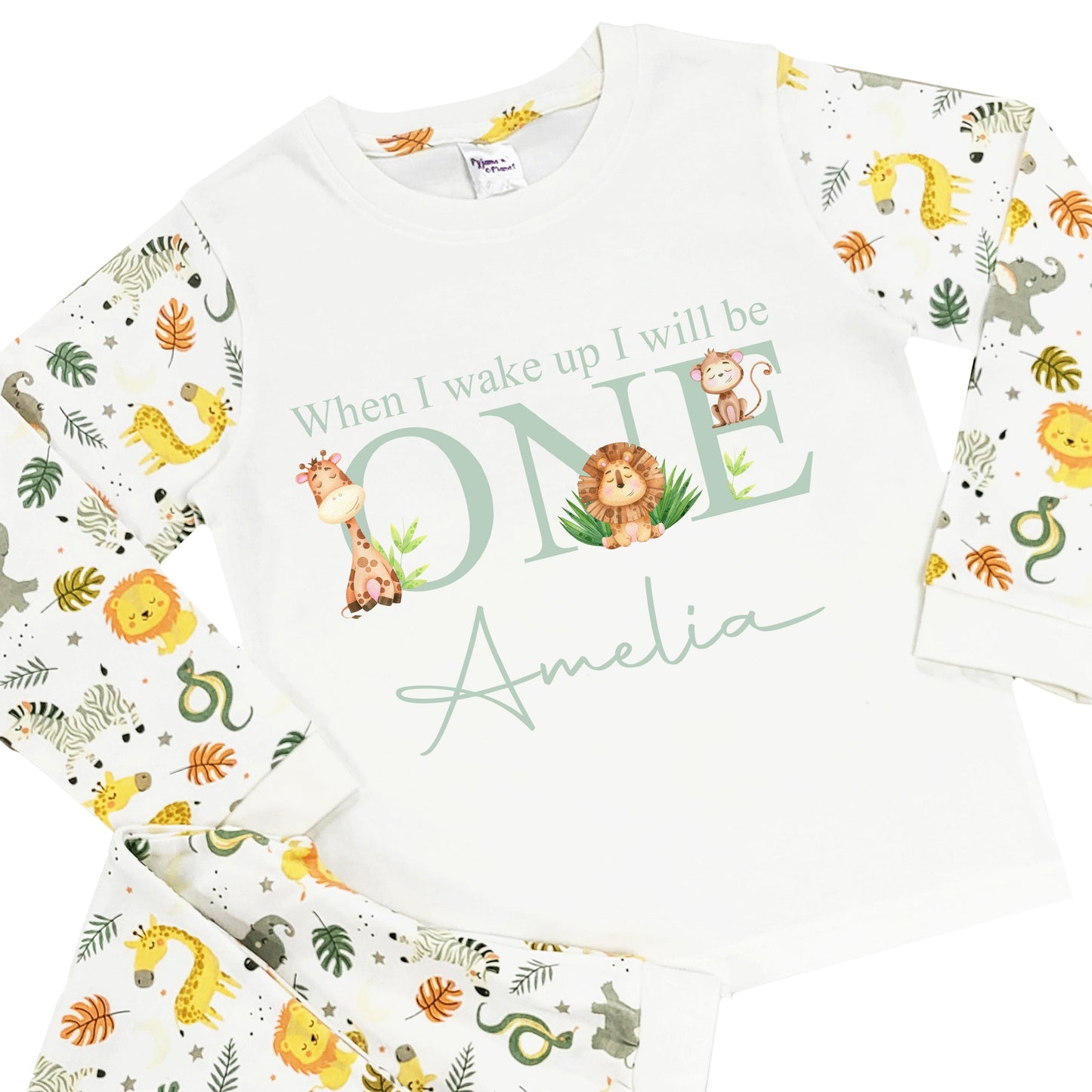 Personalised Jungle When I Wake Up Pyjamas - Jungle Sage Safari