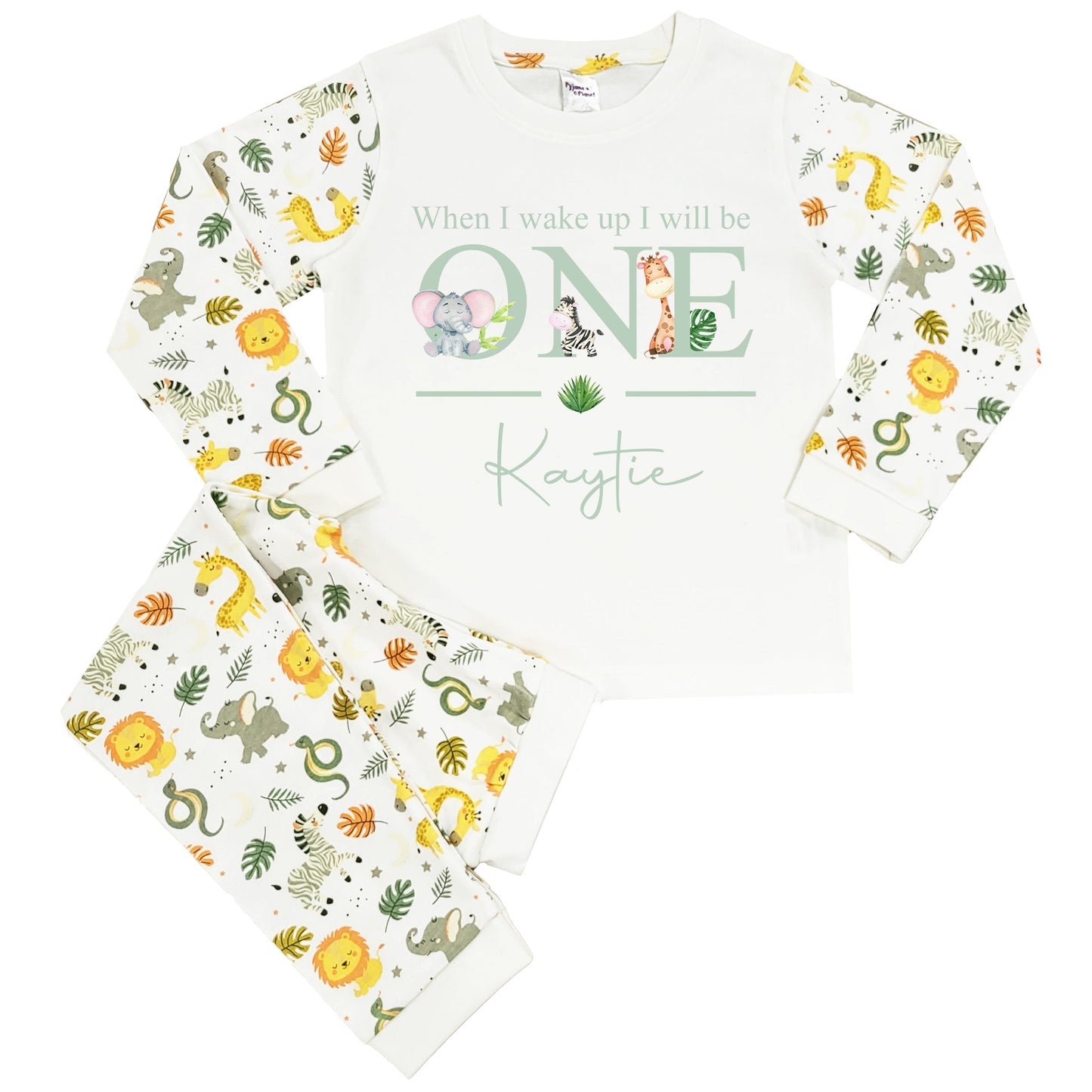 Personalised Jungle When I Wake Up Pyjamas - Jungle Sage Safari