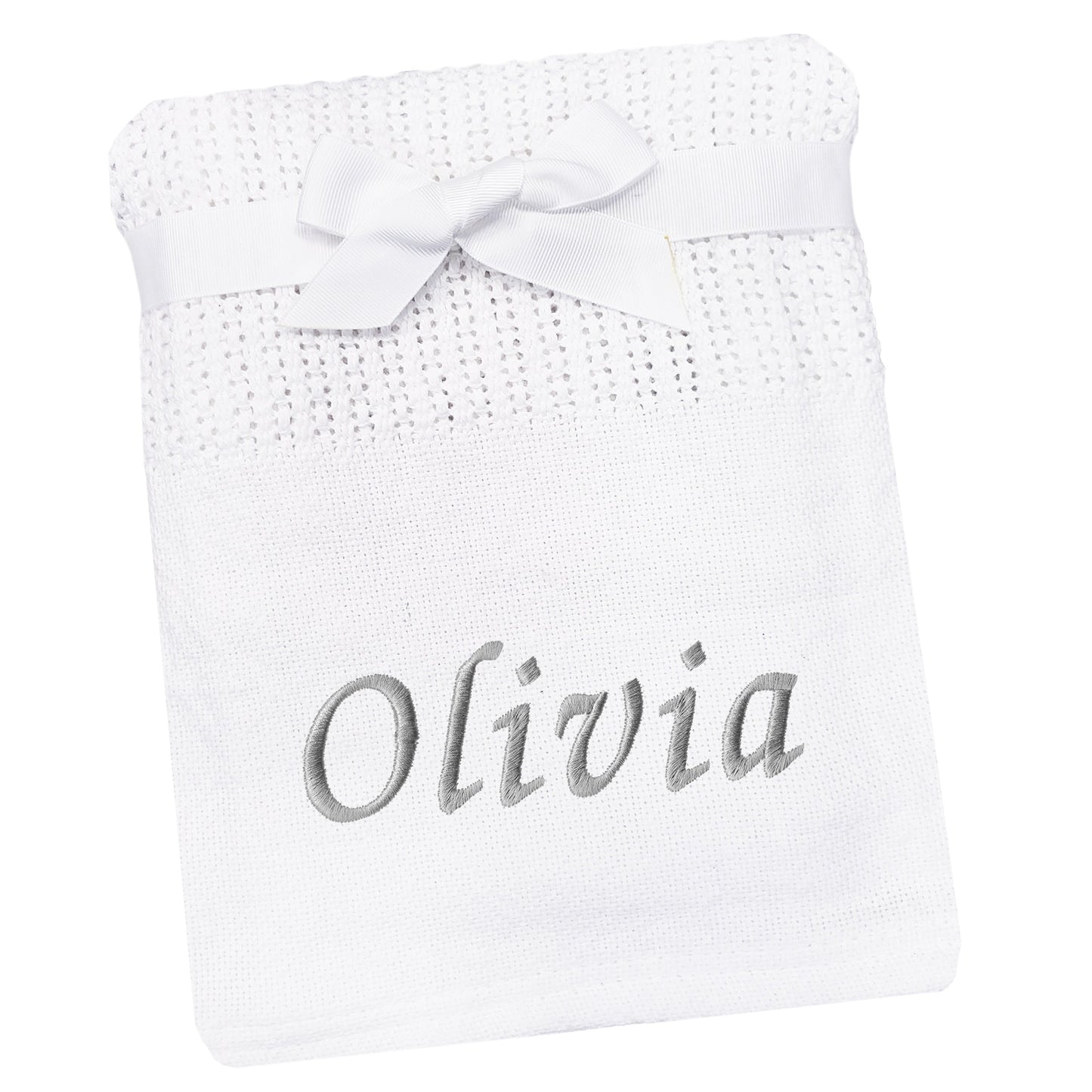 Personalised White Baby Cellular Cotton Blanket