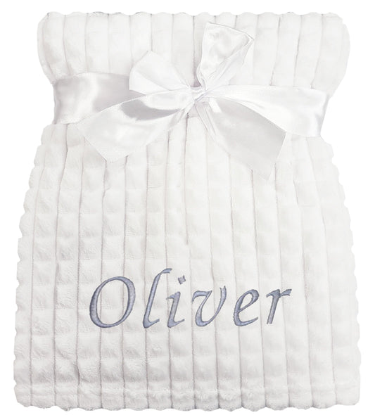 Personalised Baby White Squared Blanket