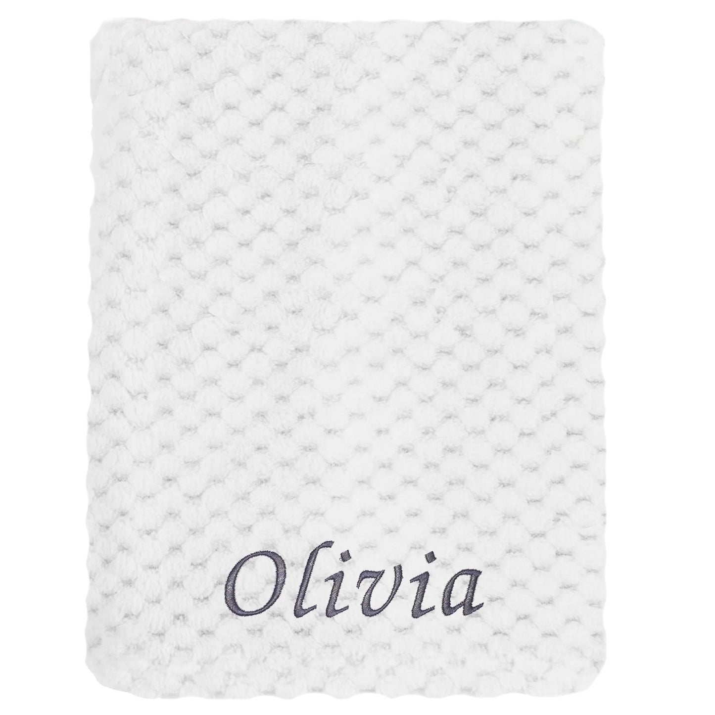 Personalised Baby White Waffle Blanket