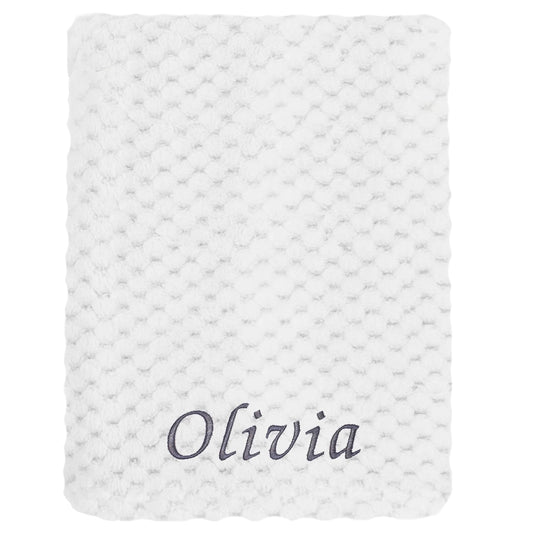 Personalised Baby White Waffle Blanket