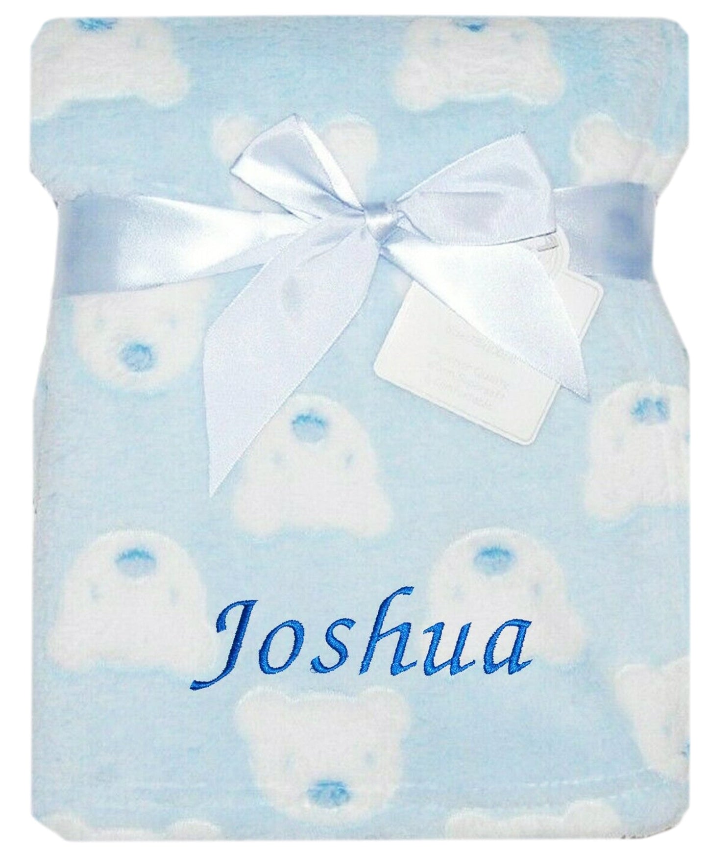 Personalised Baby Bear Face Blanket - Blue