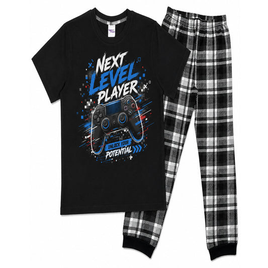 Kids Gamer Pyjamas - Blue Check
