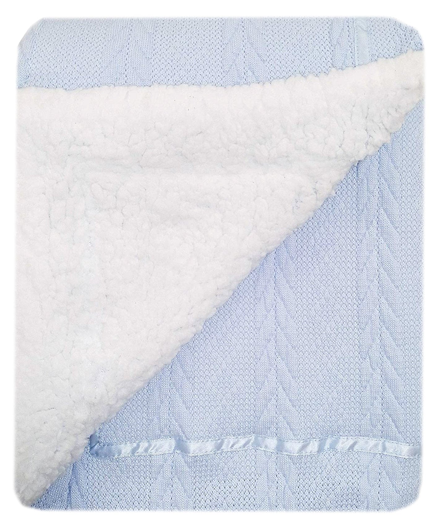 Personalised Baby Light Blue Knitted Bow Blanket