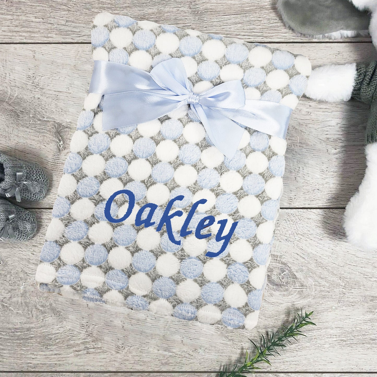 Personalised Baby Blue Spot Blanket