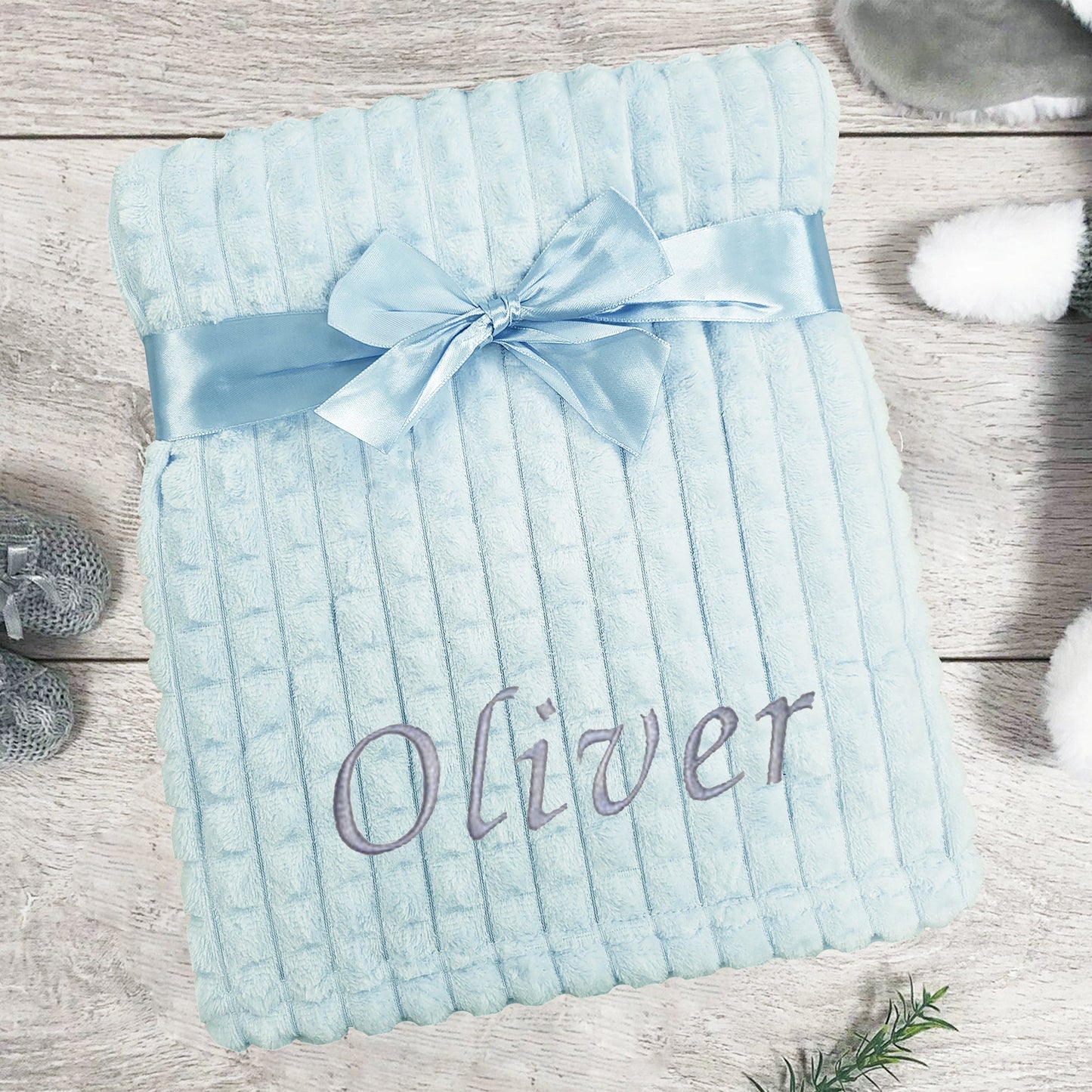 Personalised Baby Blue Squared Blanket