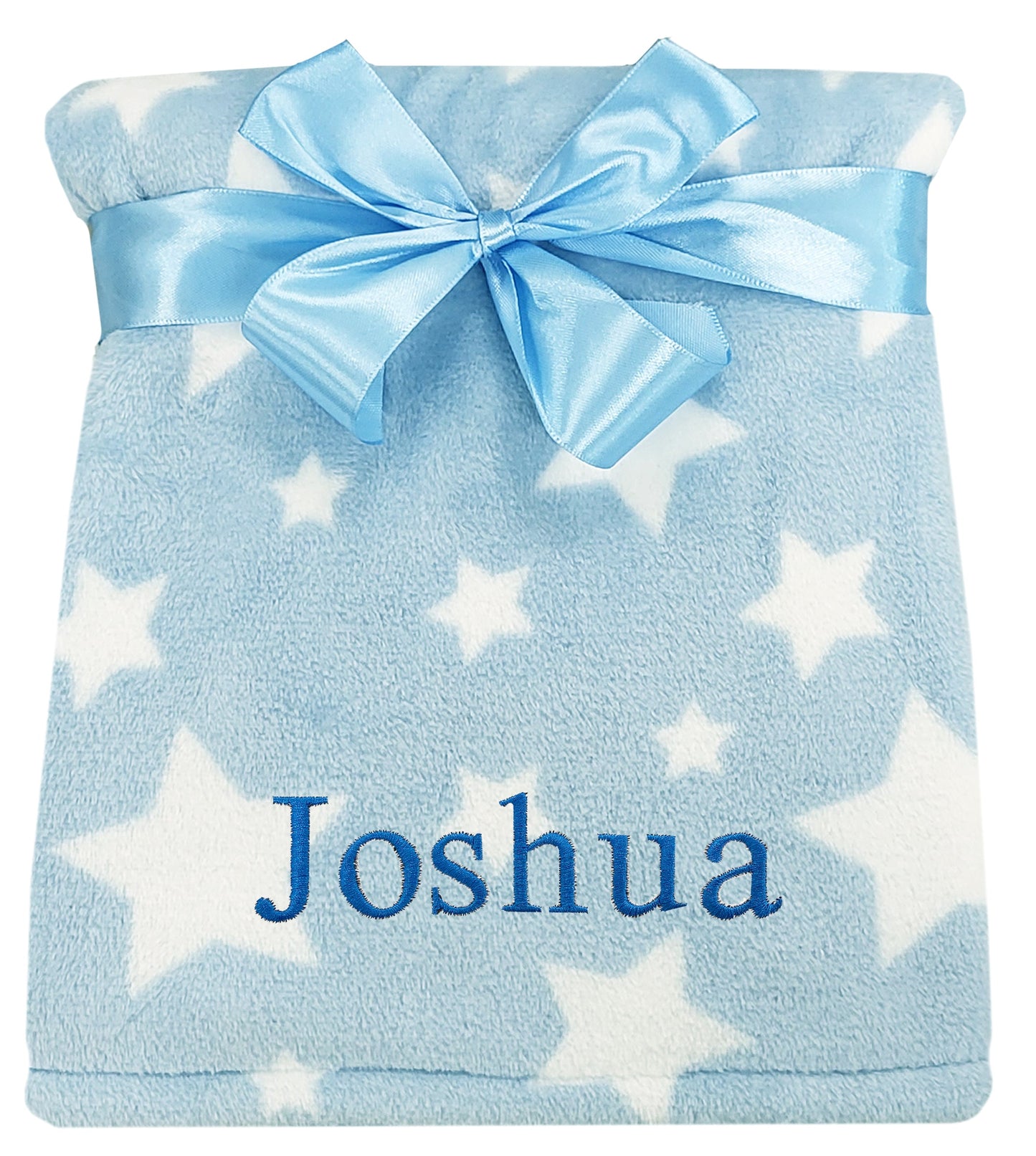 Personalised Baby Blue Star Teddy Comforter Blanket Set