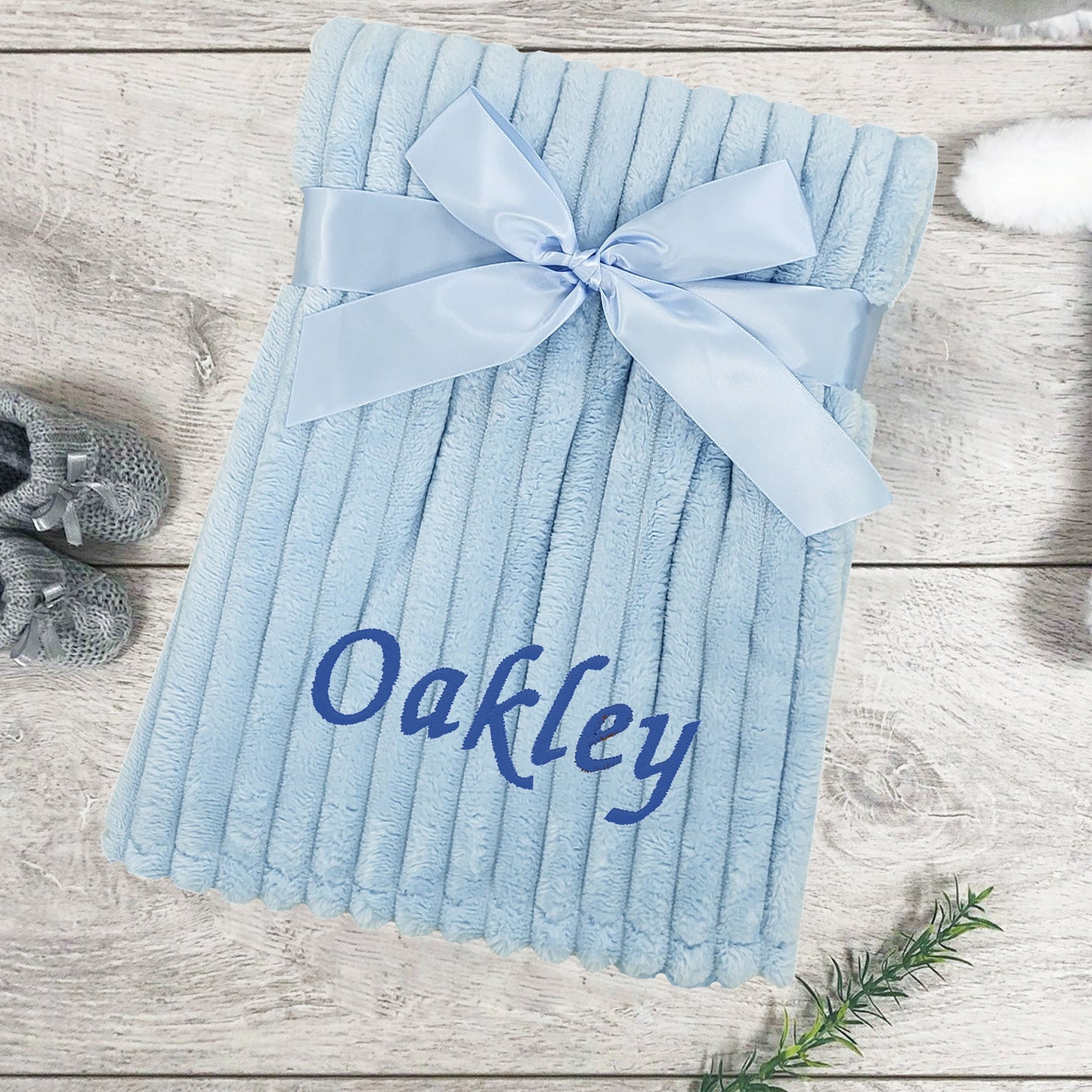 Personalised Baby Blue Stripe Blanket