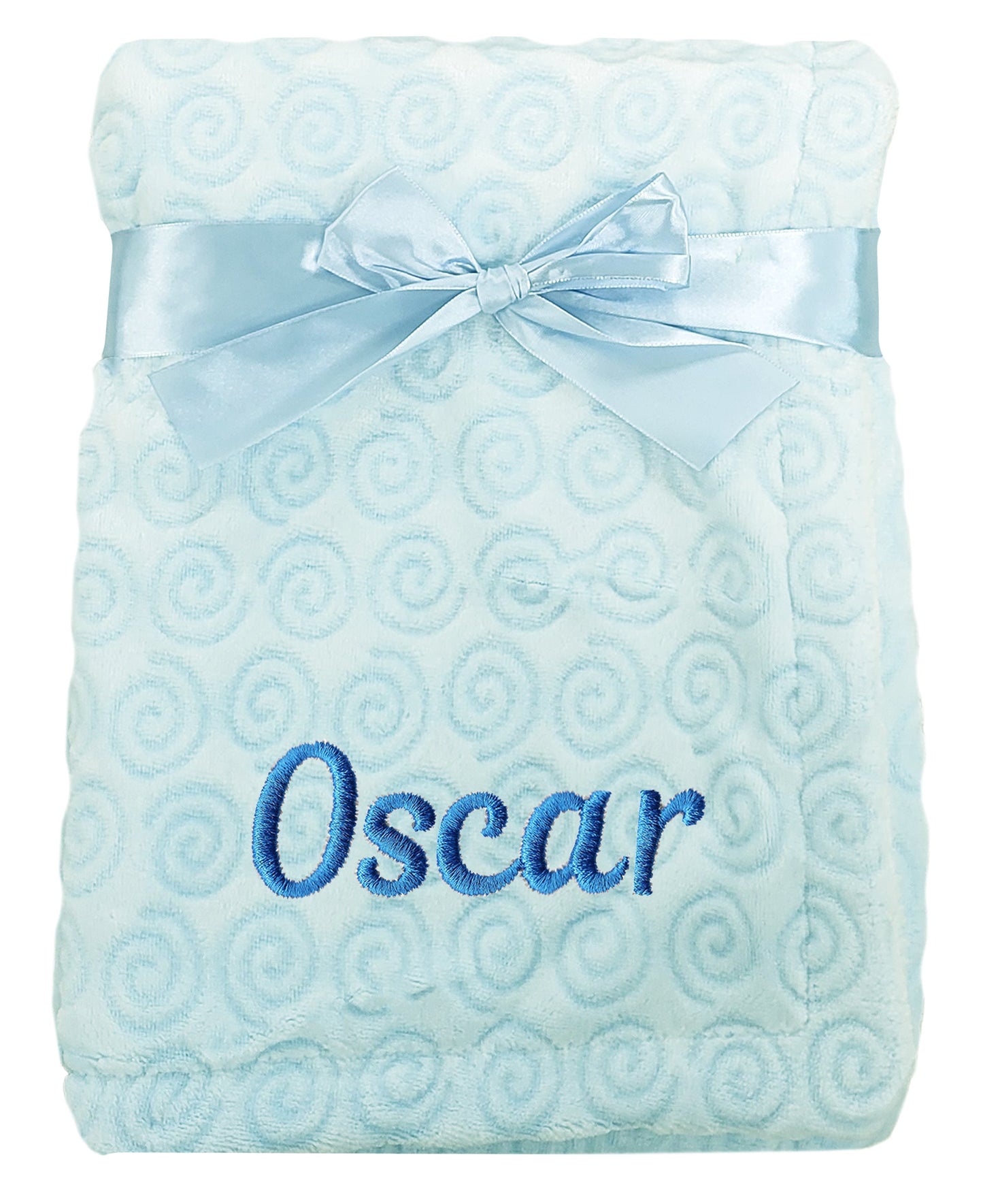 Personalised Baby Sherpa Blanket - Swirl Blue