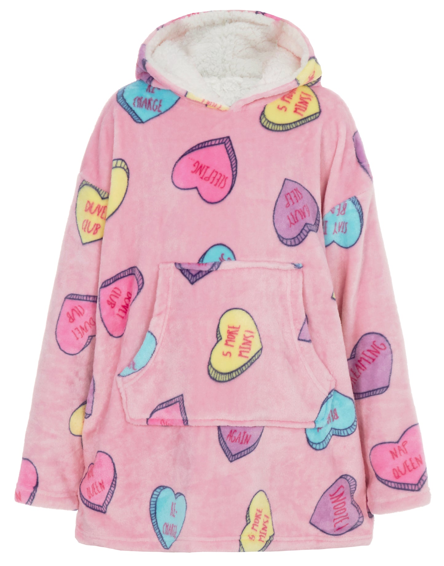 Ladies & Girls Oversized Fleece Hoodie - Heart