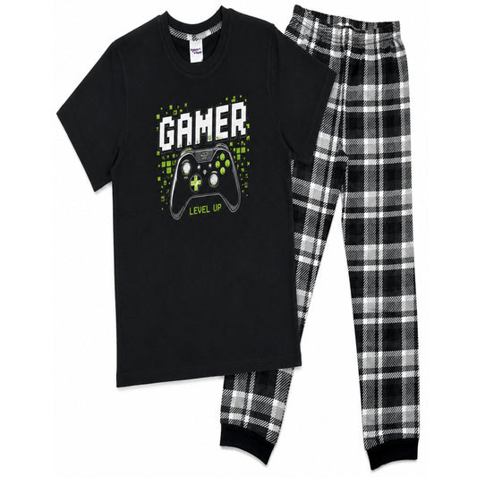 Kids Gamer Pyjamas - Green Check