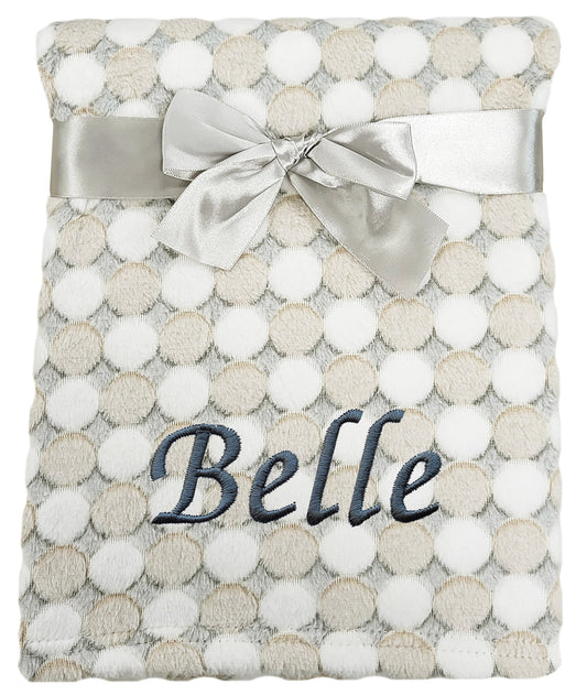 Personalised Baby Grey Beige Spot Blanket