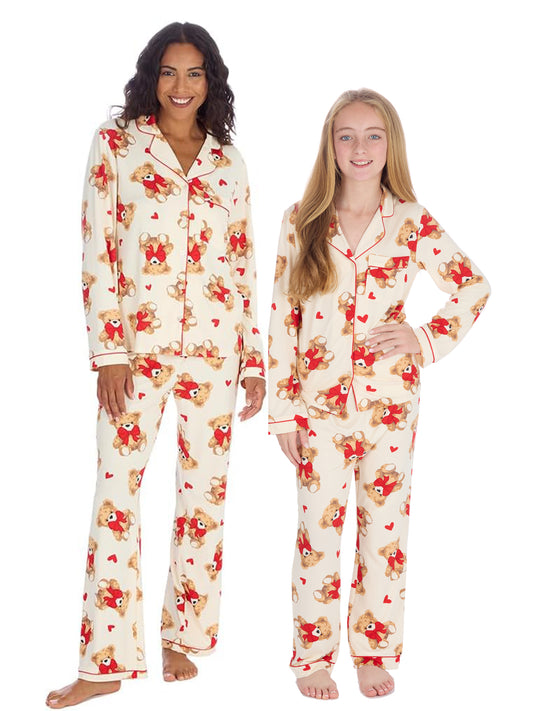Matching Pyjamas Ladies and Girls - Teddy Bear