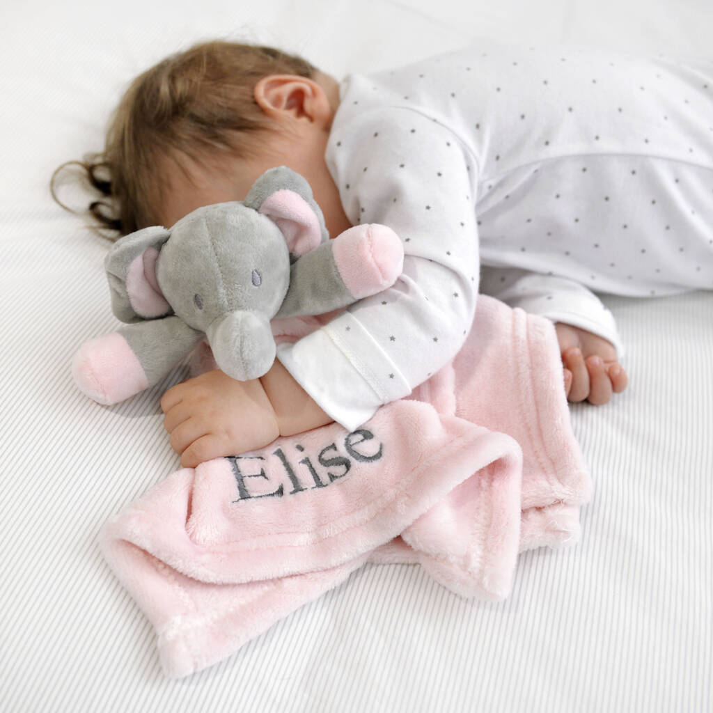 Personalised Baby Elephant Comforter Blanket