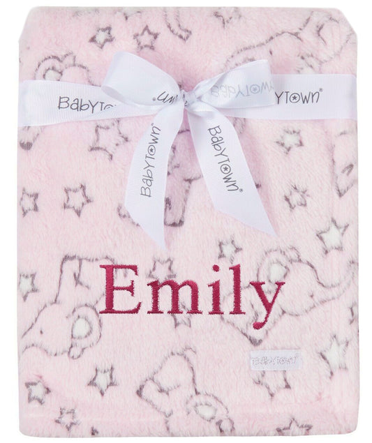 Personalised Baby Pink Elephant Star Blanket