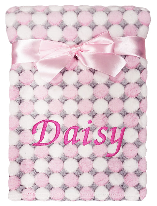 Personalised Baby Pink Spotty Blanket