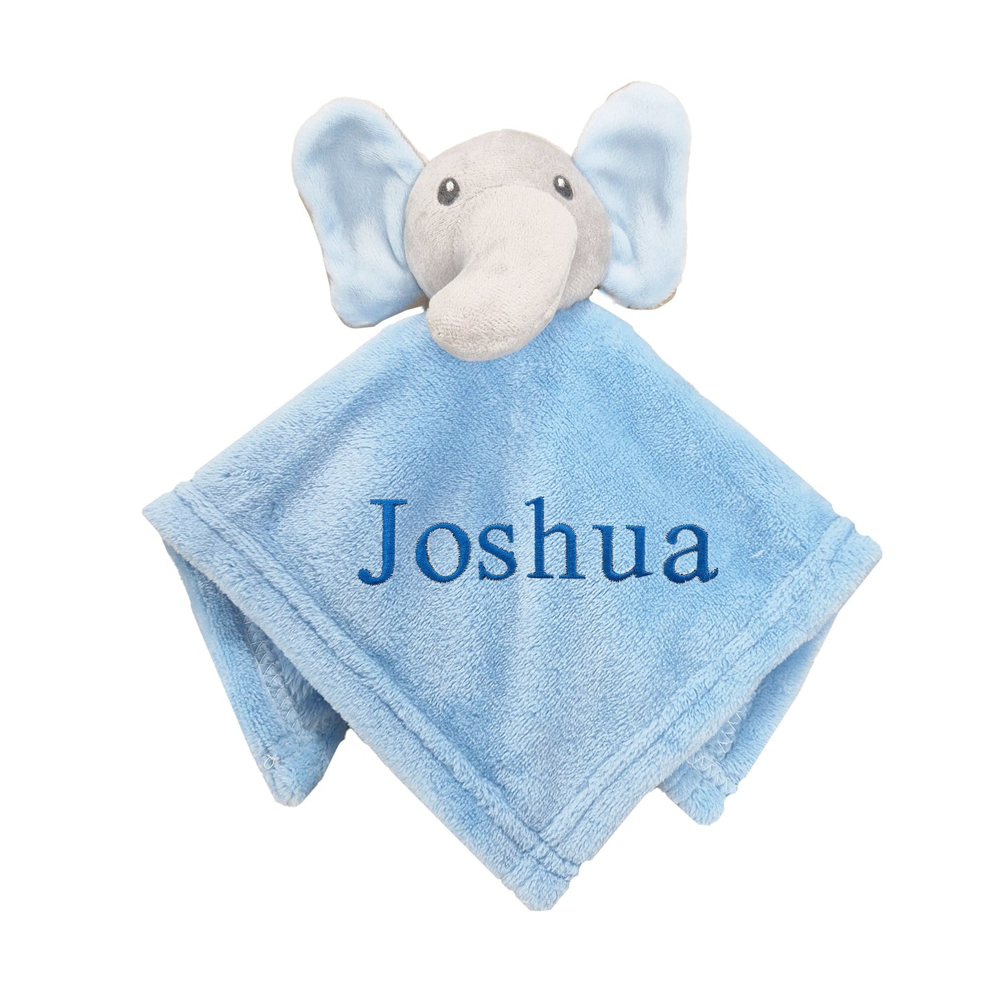 Personalised Baby Elephant Comforter Pom Pom Blanket Set - Blue