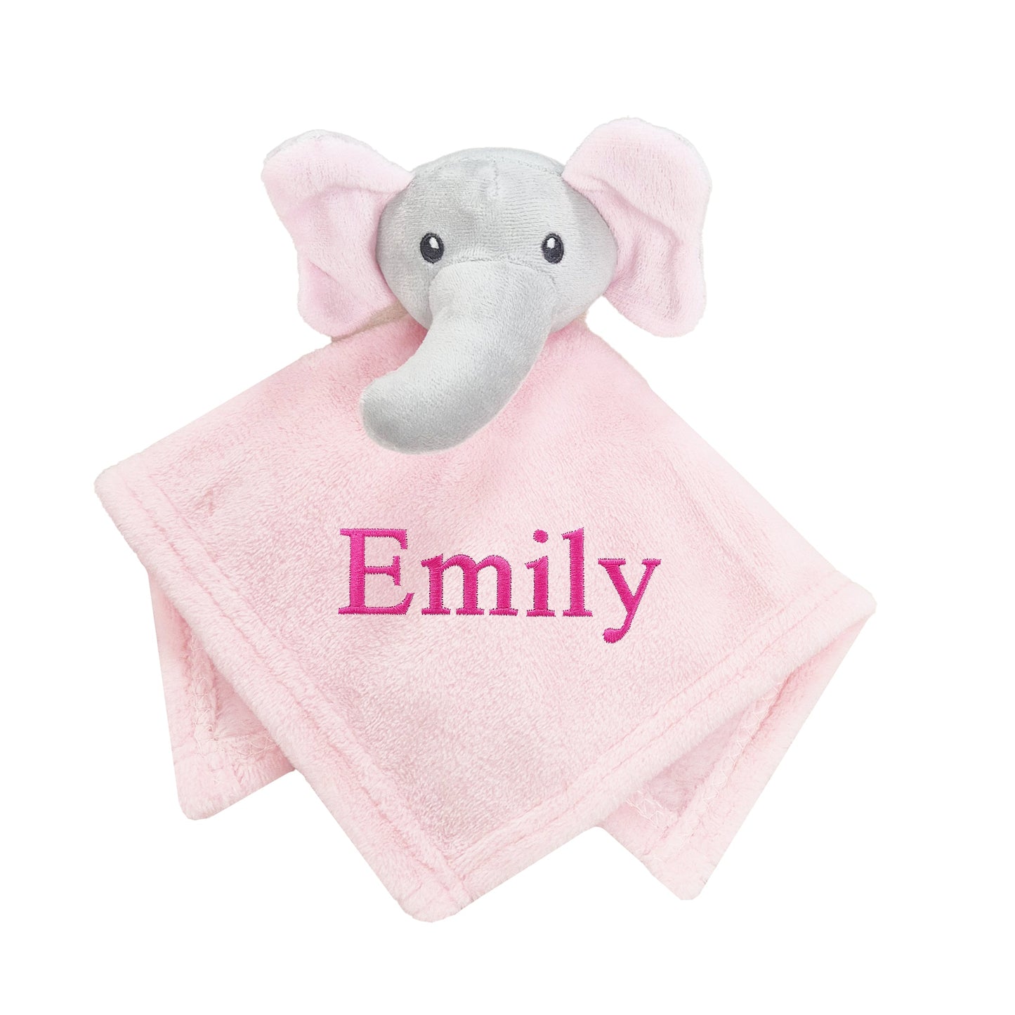 Personalised Baby Elephant Comforter Pom Pom Blanket Set - Pink