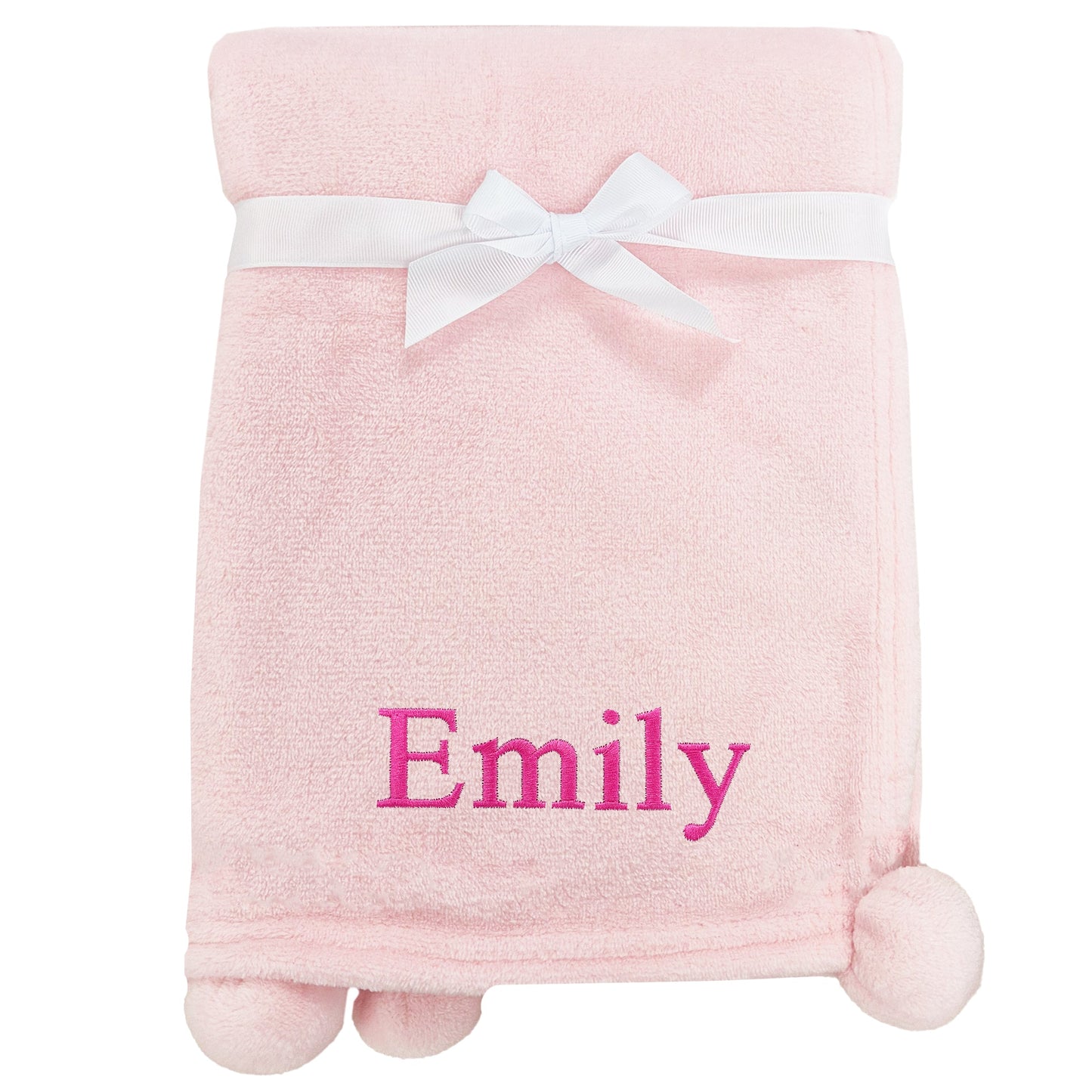 Personalised Baby Elephant Comforter Pom Pom Blanket Set - Pink