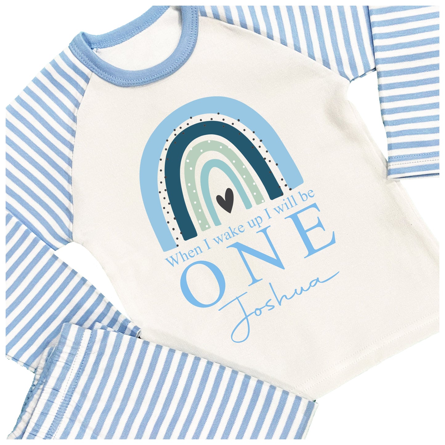 Personalised Blue When I Wake Up Rainbow Pyjamas -