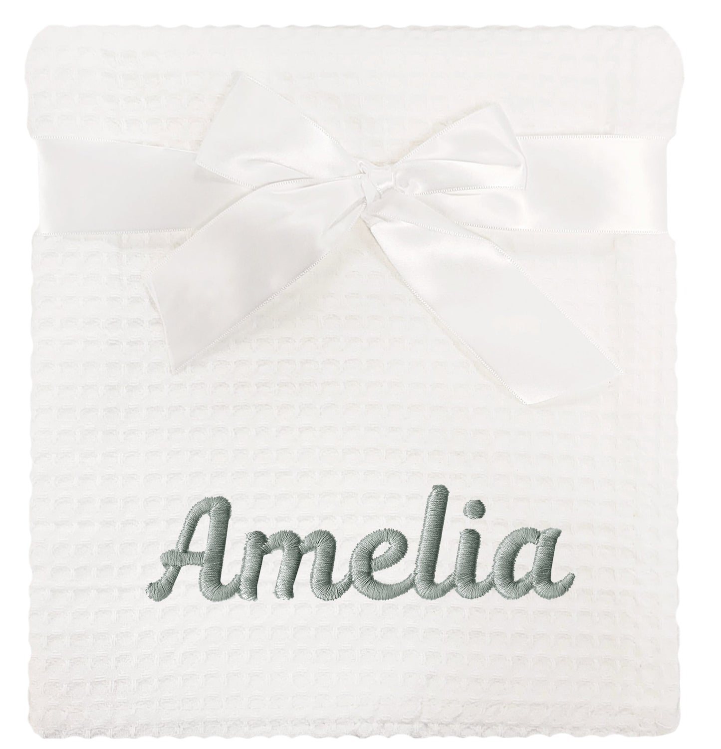 Personalised Baby Cotton Waffle White Blanket