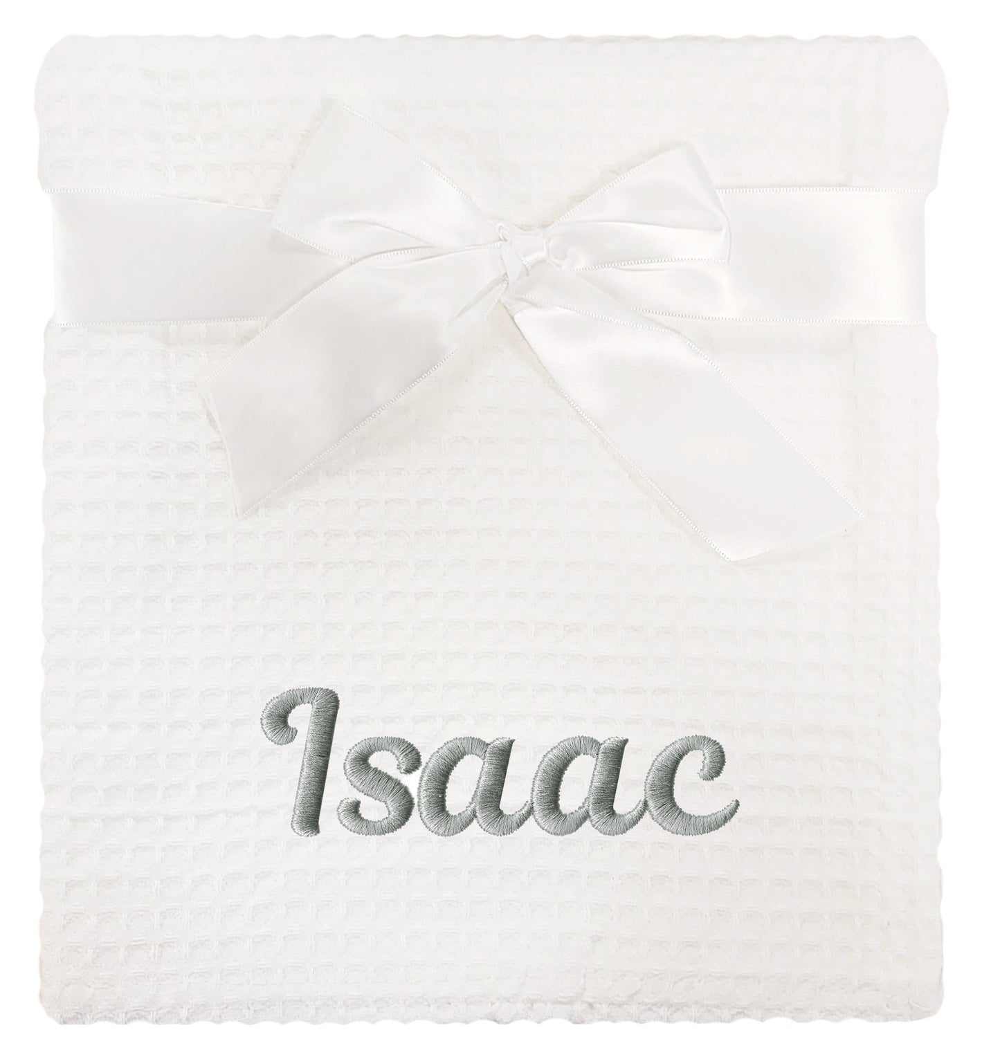 Personalised Baby Cotton Waffle White Blanket