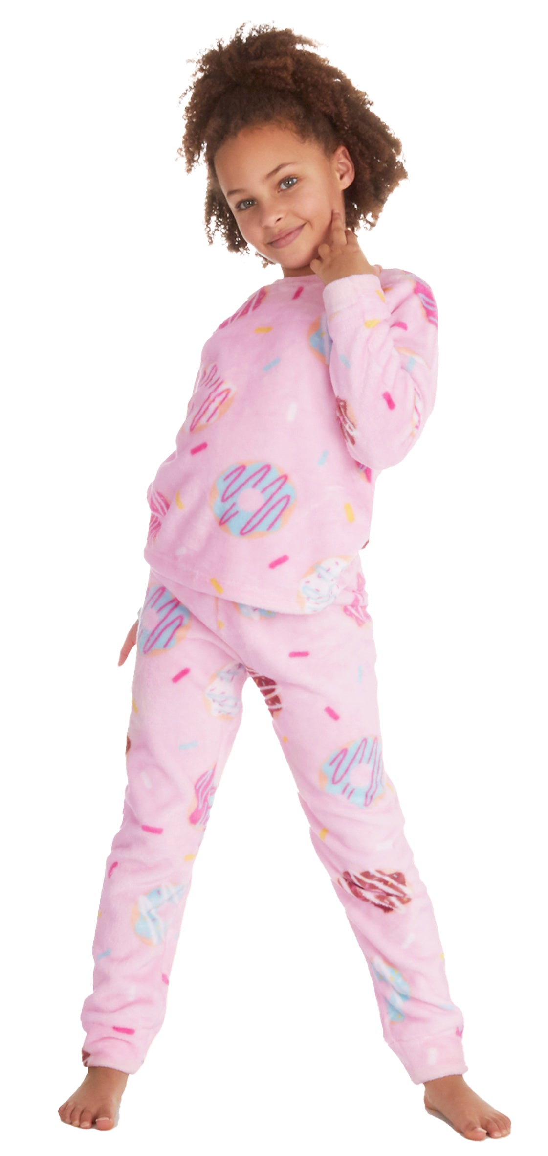 Ladies Girls Family Matching Fleece Pyjamas - Donut