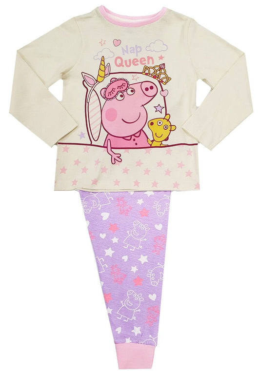 Girls Peppa Pig Pyjamas - Cream Lilac