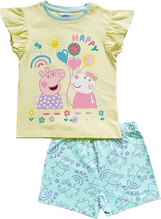 Girls Peppa Pig Short Pyjamas - Yellow