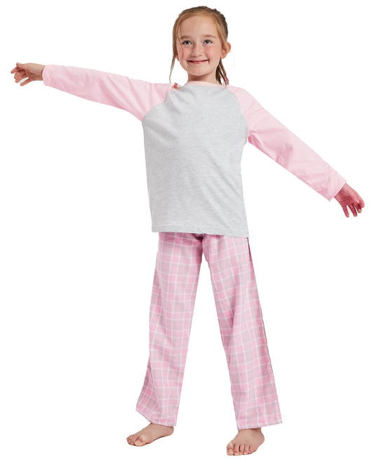 Girls Pink Grey Pyjamas - Woven